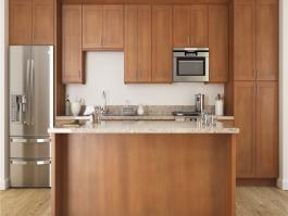 Solid wood material kitchen cabinet with marble countertop-PR-BK015