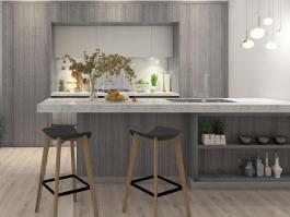 Scratch-resistant particle board melamine kitchen cabinet-PR-BK020 