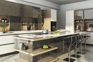 Handlesless Design matte white mdf lacquer kitchen cabinet-PR-BK068