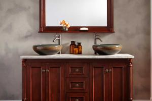 solid wood bathroom vanity with sinks-AN101